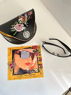 Original ED HARDY Skull Butterflies & Roses Sunglasses W Case Cloth EHS020 63-16 • $180