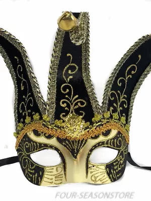  Black & Gold Joker Jester Masquerade Mask Party Ball Mardi Gras Mask  • $14.95