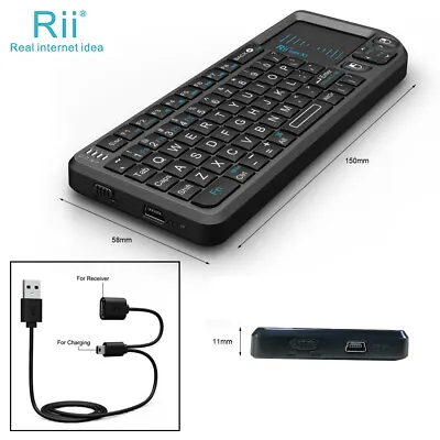 Rii Tek X1 Mini 2.4G Black Wireless Keyboard With Mouse Touchpad Remote Control • $15.19