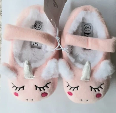 $22 • Buy NEW UNICORN SLIPPERS Girls Size 7-8 Non-Slip Pink Warm