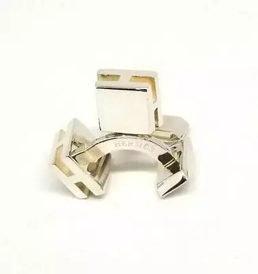 Authentic HERMS Cufflinks Square Silver H Logo • $640.28