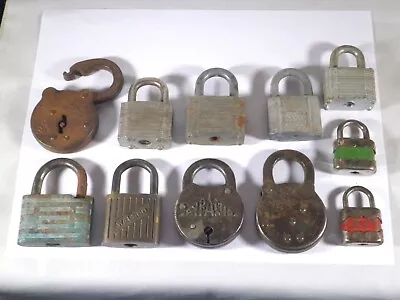 Vintage Padlocks Lot Of 11 - Steel City Pyramid Slaymaker Yale Towne Etc • $14.95