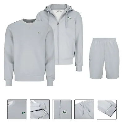 £50 • Buy Men's Lacoste Poly Fleece Shorts Set Co-ord Outfit Hoodie Sweatshirt Grey