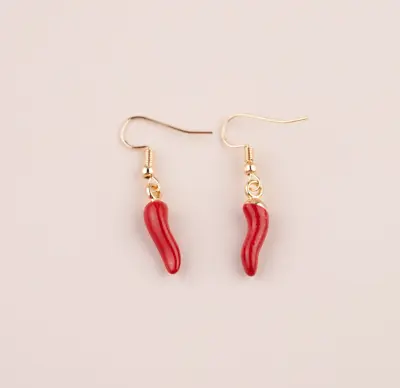 Cute Adorable Tiny Red Hot Chilli Pepper Hook Dangle Drop Earrings Novelty Gift • $8.95