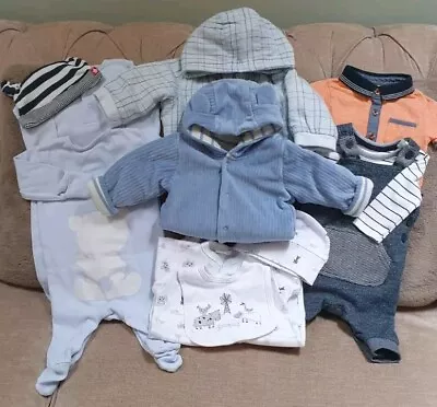 🌸M&S Ted Baker Baby Boy Coats Dungaree Tops Sleepsuits  X11 Bundle 0-3 Months • £3.99