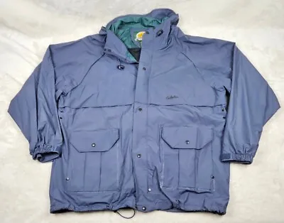 CABELA'S Dry Plus Rain Coat Jacket Mens XL Blue Fishing Hunting Hooded • $19.44