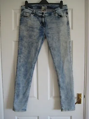 River Island Skinny Jeans UK Size 16 Light Blue Acid Wash Live And Uncut Range • £14.99