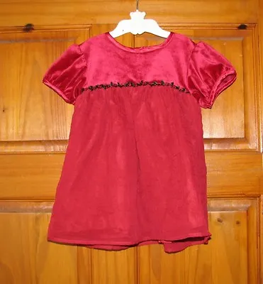 Stunning Short Sleeved Mothercare Red Velvet Bodice Baby Dress. 9/12 Months.  • £4.99