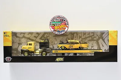 M2 Machines Auto Haulers Chase 1956 Ford COE & 1957 Ford Fairlane 500 (ACCEL) • $45