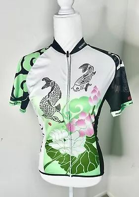 Women Cycling Jersey Green Floral L • $12