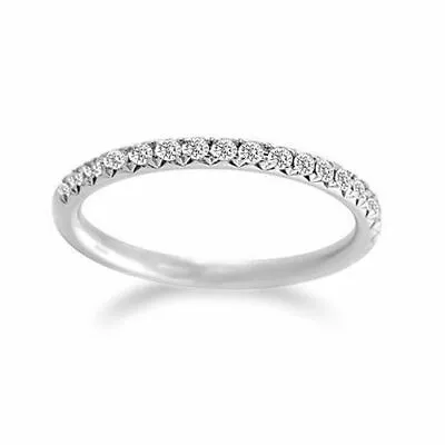 1/5Ct Diamond Half-Way Micro Pave 14K White Gold Band Ring 1.8Mm Wide -IGI- • $373.01