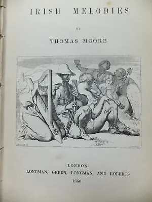 £10 • Buy 1860 Antique Book Irish Melodies Thomas Moore Poems Songs Music Ireland History