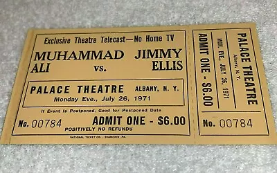 Muhammad Ali Vs Jimmy Ellis 1971 Original Unused Boxing Ticket Albany New York • $24.98