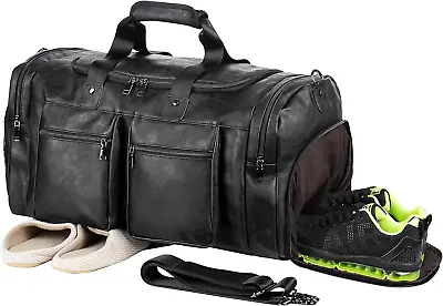 Weekender Bag With Shoe CompartmentWaterproof Leather Overnight Bag Beis Bag On • £53.44