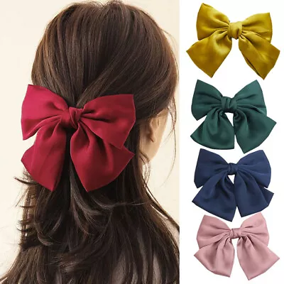 Korean Oversize Bowknot Hair Clip Satin Butterfly Bow Hairpin Hair Accessories • $3.09