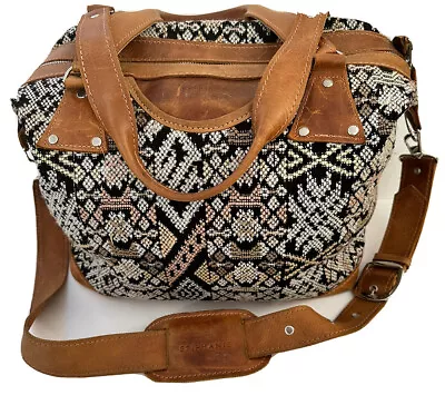 Epiphanie Luggage Leather  & Boho Fabric Large  Camera /overnighter Bag • $56