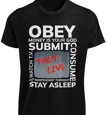 They Live OBEY T-Shirt John Carpenter Movie Quote Retro Indoctrination Gift Tee • $20