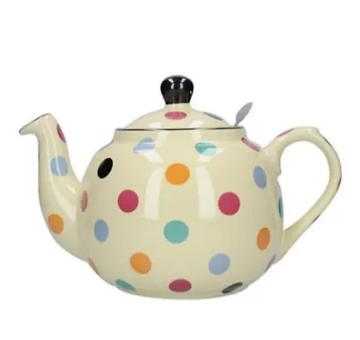 London Pottery Traditional Farmhouse Filter Teapot Polkadot 6 Cup 1.5ltr *New • £30