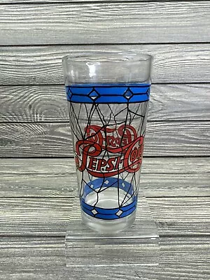 Vintage Pepsi Cola Stained Glass Tiffany Style Drinking Glass 1970s 6.5” • $9.99