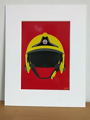 £22 • Buy Mounted Print Of A Cheshire Fire Service Firefighters Gallet Helmet