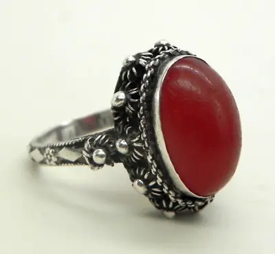 $39 • Buy Palestine Vintage Sterling Silver Carnelian Ring Size 6 723-67