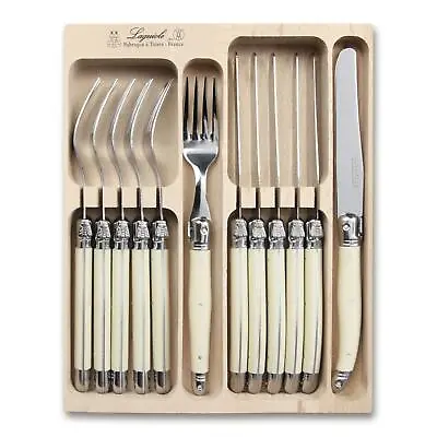 Laguiole Knife And Fork Set 12 Piece In Wooden Display Box Ivory • £109