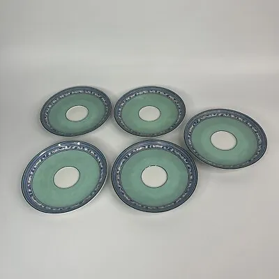 Mikasa Susanne Set Of 5 Tea Cup Saucer Plates Only Replacement Blue Green • $23.74