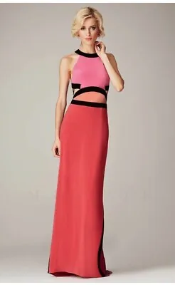Mignon Women's Maxi Dress Size 8 Colorblock Cutout Halter Gown Ladies • $49.99