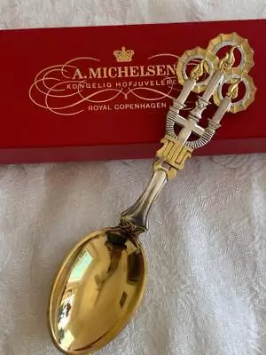 A. Michelsen  Gilted Sterling Silver Christmas Spoon 1917 Epiphany Candles • $124