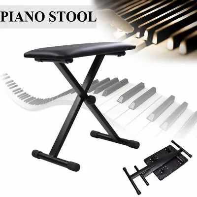 Portable Piano Stool Adjustable Music Keyboard Stand Seat Folding Bench Chair • $24.90