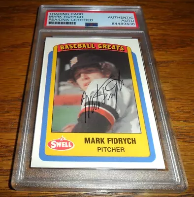 MARK The Bird FIDRYCH 1990 Swell BASEBALL GREATS Authentic AUTOGRAPH PSA/DNA • $74