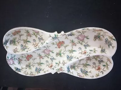 MORIYAMA Hand Painted FLORAL Divided Dish JAPAN Vintage • $20