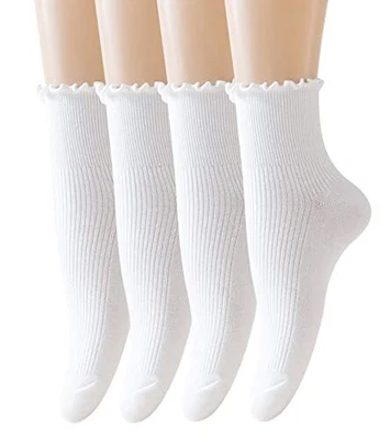 $17.68 • Buy Cute Ruffle Ankle Socks Soft Cotton Lettuce Low Cut Frilly Crew Socks (White)n