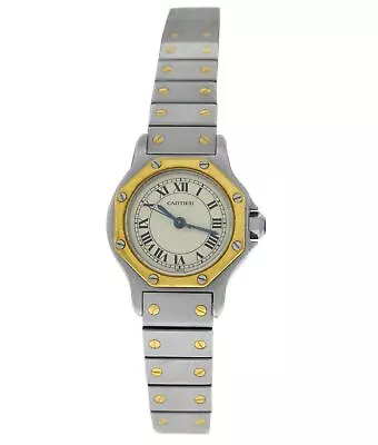 Cartier Santos Octagon Ladies Stainless Steel 18K Gold 24MM Automatic Watch • $1157.85