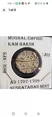 MUGHAL: KAM BAKSH Silver Rupee AD 1707-09 Nusratabad Mint. EX  RARE COIN • $1712.20