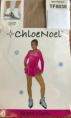 Chloe Noel Ice Skating Footed Tights  - TF8830 -  Light Tan Matte Figure Skating • $13.95