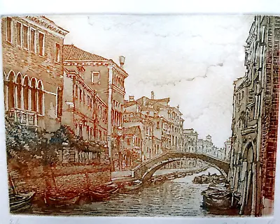 Etching Canal In Venice Pencil Signed Matted Framed By  B Fe Zaldour • $88.43