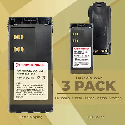 3-Pack Replacement HNN9008 Battery For Motorola HT750 HT1250 GP338 1800mAh NiMh • $49.99