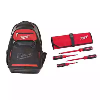 Milwaukee Jobsite Tool Backpack 10  W/ 4-Piece Insulated Screwdriver Set + Pouch • $122.11