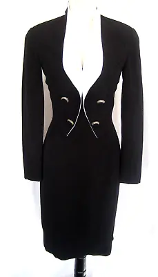 Vintage 80s Morton Myles Black Formal Tuxedo Dress Size 4 Hong Kong • $49.99