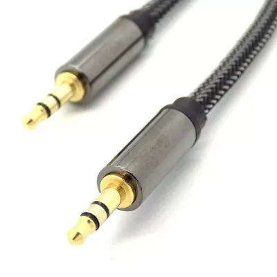 AUX Audio Cable 1.5m Braided Lead 3.5mm Metal Jack To Jack Stereo For Car IPhone • £5.45