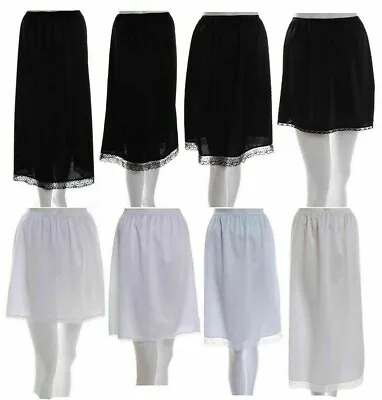 Ladies Black Ivory Or White Anti Static Waist Half Slip Underskirt Petticoat • £9.99