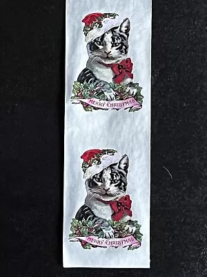 2 Sheets Gifted Line John Grossman Merry Christmas Cat With Santa’s Hat Stickers • $1.25