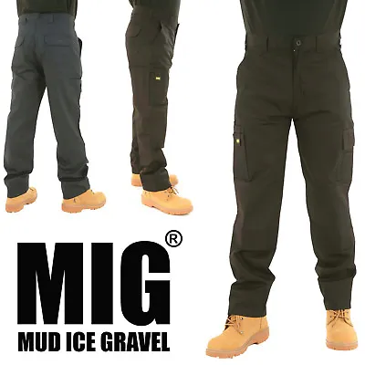 MIG Mens Multi Pocket & Knee Pad Pockets Size 30-42 - CARGO COMBAT WORK TROUSERS • £17.99