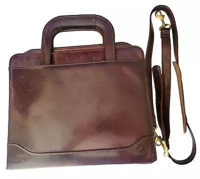 Vintage Franklin Leather Zip Binder Briefcase Strap Purse Planner Agenda  • $38.40