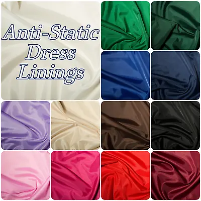 Dress Lining Fabric Anti-Static Polyester Dressmaking Fabric (Per Metre) • £2.25