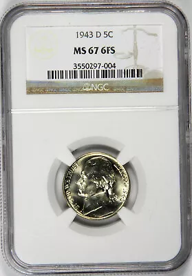 1943-d Jefferson Nickel 6 Full Steps Super Gem Ngc Ms67 6fs! • $149