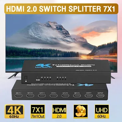 4K 3D HDR HDMI Switch 7X1 Switcher HDCP 2.2 Video Converter For PS4 DVD PC To TV • £34.39