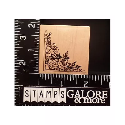 PSX Rubber Stamps E-2589 LATTICE GARDEN CORNER ROSES ROSE VINE FLOWERS #T51 • $6.99