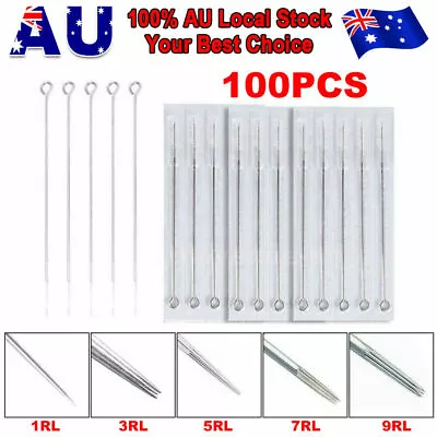 100pcs Mixed Tattoo Needle Set 1RL 3RL 5RL 7RL 9RL Stainless Steel Round • $20.01